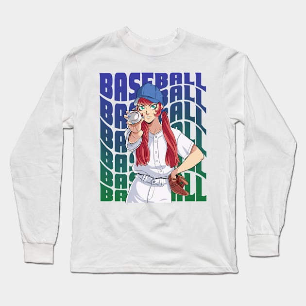 Baseball Player Boys Girls Youth Female Pitcher Sports Long Sleeve T-Shirt by Noseking